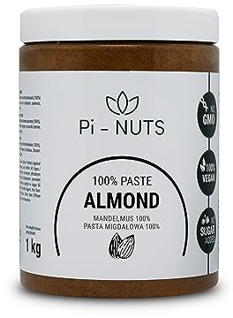 Pi-nuts Mandelpaste 100% - ohne Zusatzstoffe, Konservierungsmittel - ‎Mandelcreme aus gerösteten und geschälten Mandeln - Mandelmus Zum Backen, Desserts und Frühstück - 1 kg