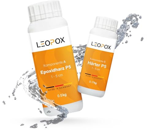 LEOPOX Epoxidharz mit Härter I Gießharz für 1-5cm (0,67kg) Epoxy Premiumqualität für Rivertable & Bodenbeschichtung