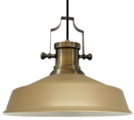 bamyum Asletl Hängelampe Industrial aus Metall Ø41 cm, Küchenlampe Vintage, Hängelampe Esstisch E27, Wohnzimmerlampe Hängend Vintage, Pendelleuchte Esstisch und Wohnzimmer, Pendelleuchte Beige