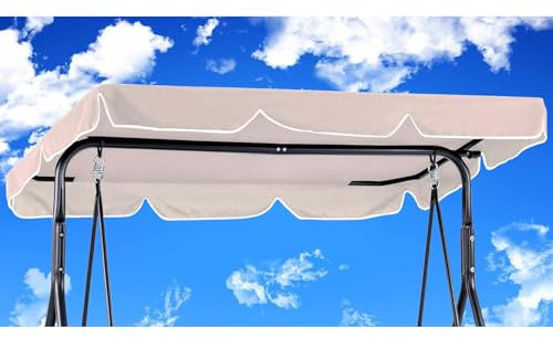 Columpio de jardín 210 x 145 cm, impermeable, resistente al viento, duradero, resistente a los desgarros, paño de poliéster anti-UV y al polvo (210 x 145 cm, beige)