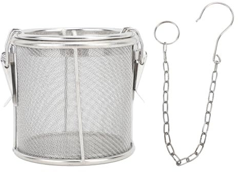 Buachois Filtro De Especias, Cesta De Separación De Condimentos De Sopa De Acero Inoxidable, Colador De Condimentos De Especias, Filtro De Especias, Colador De Té con Gancho De Cadena Extendido(M)