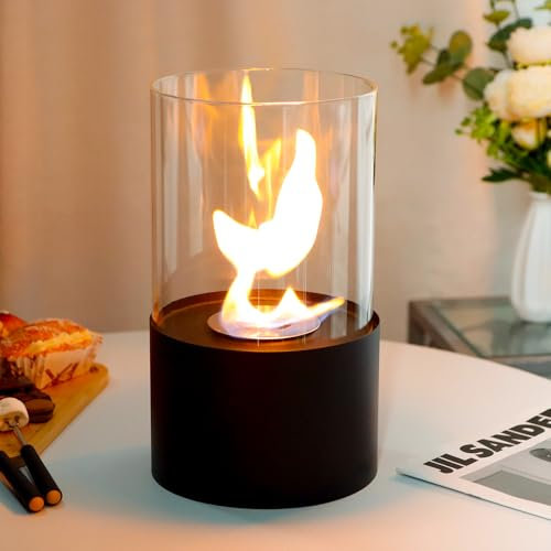 JHY DESIGN Extra Groß Tischfeuerschale Topf Drinnen Draußen Portable Tischkamin 29 cm hoch Bio Ethanol Kamin Sauber Brennend Entlüftungslos für Indoor Outdoor Balkon Deko(Schwarz)