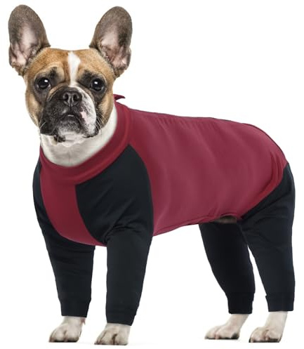 Einteiler für Hunde, Pullover Hund Overall Hund Schlafanzug Hundejacke Winddicht Hundemantel Warm für Kleine Mittlere Großer Hund(Rot, M)