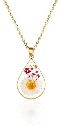 Mespetaline Daisy Pendant Handmade Necklaces, Birth Flower Necklaces for Women, Personalized Necklace Flower Jewelry, Best Friend Necklaces, April Birthday Gifts for Women, Perfect Christmas Gift