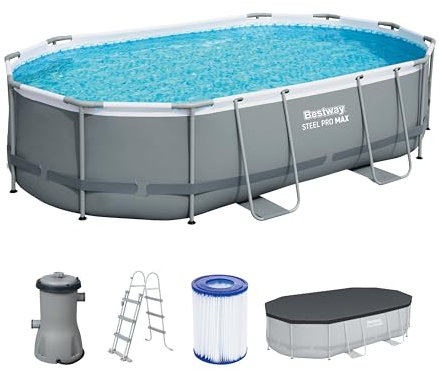 Bestway 56448-7 Set piscina fuori terra Steel Pro MAX - 4,88 m x 3,05 m x 1,07 m, grigio