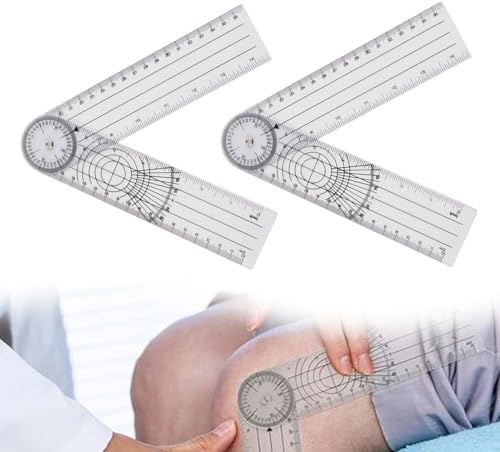 2 Stück Winkelmesser Goniometer Physiotherapie Kunststoff Schnellwinkelmesser, Winkelmesser,PVC Medizinischer Winkelmesser 360° Winkel Transparenter Gelenkmesser Lineal Winkellineal für Physiotherapie
