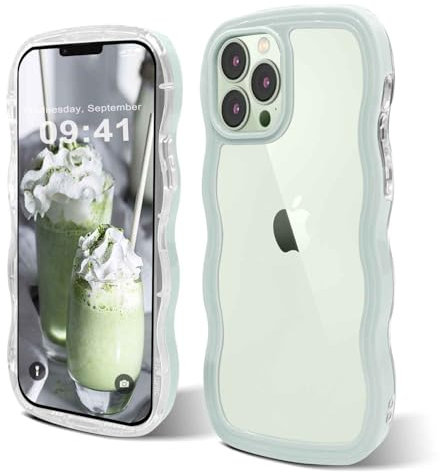 ORDA iPhone 11 Pro Max Case - Cute Wave Frame Curly Shape Hard PC Phone Cover, Shockproof Protection for Women and Girls, 6.5 inches, Mint Green