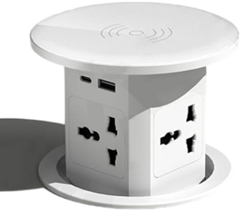 Presa di sollevamento, presa di corrente automatica a scomparsa con adattatore universale per spina USB tipo C, carica wireless nascosta,White
