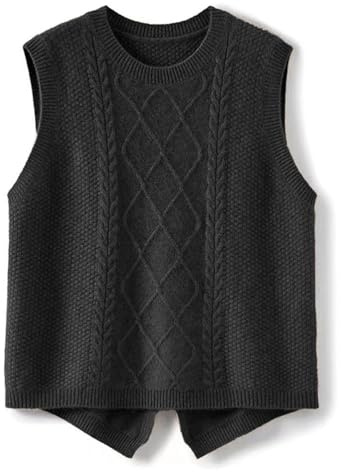 shownicer Pulls sans Manche Femme Pull Gilet pour Femmes Pull Chaud Pull en Tricot Gilets Sweater Casual Automne Hiver A Noir L