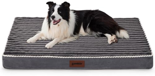 ZOMISIA XL Dog Crate Bed for Extra Large Dogs - Waterproof Puppy Bed for 42 Inch Kennel with Removable Washable Corduroy Cover, Orthopedic Support with Egg Crate Foam Filling, Grey