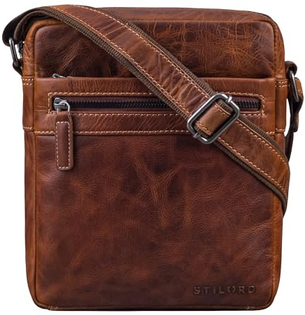 STILORD Oli Vintage Männerhandtasche Leder Klein | Stylishe Umhängetasche Herren Leder | Crossbody Bag Echtleder Herrentasche zum Umhängen für Alltag & Reisen 11 Zoll DIN A5 Farbe:schwarz