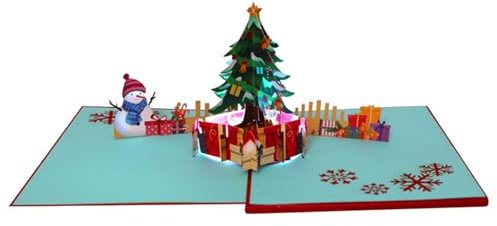 MEIBAOGE 3D Popup Weihnachtskarte mit Lichtern und Weihnachtsmelodie zarte Festivaldekoration u