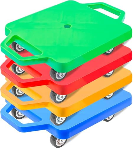 4 Pcs Planche à roulettes pour enfants, planche d'équilibre, avec poignées et poulies
