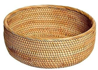 FGUUTYM Panier à clés rond pour entrée, panier de rangement en osier tissé à la main, panier décoratif en rotin, fruits, bonbons, gâteaux, panier de distribution de nourriture, (A, taille unique)