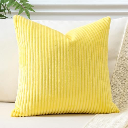 JOTOM 1 Stück Cord Kissenbezug Kissenhülle Dekorative Zierkissen Sofakissen Couchkissen Dekokissen Zierkissenbezug Deko Kissenbezüge für Sofa Wohnzimmer (60x60cm, Gelb)