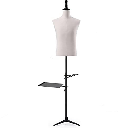GLJTUO Weiße Männliche Bodenpuppe Mit Stativständer, Hosenständer Und Schuhständer, 145–193 cm Große Oberkörperpuppe, Schaufensterpuppe Für Kleidung,B-No arms