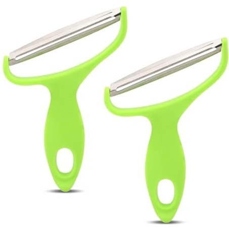 Wide Mouth Peeler Vegetables Fruit Stainless Steel Knife Cabbage Graters Salad Potato Slicer Cooking Tools(2pcs-Green)