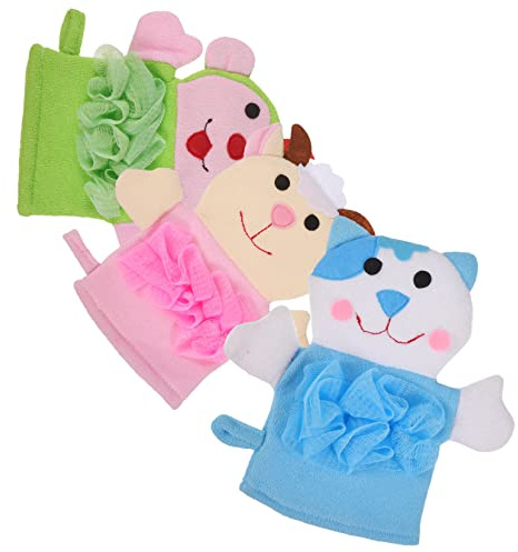 FRCOLOR 3stücke Badeschwamm Mit Cartoon-design Badekissen Für Kleinkinder Waschlappen Für Badewanne Aus Pe-netz Und Schwamm Geeignet Für Empfindliche Haut Gründliche Reinigung