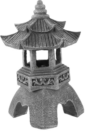 Outanaya Lanterna Solare Resina Con Design Zen Per Giardino Decorazione Esterni Stile Giapponese Per Cortili e Parchi Lampada Decorativa Pietra Per Esterni
