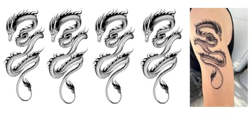 4 feuilles de tatouage temporaire Dragon Tattoo Dragon Tattoo Bras Tatouage XQB458x4