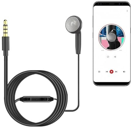 Auricular Con Cable Único, Auricular De Una Cara | Auricular Mono Para Smartphone Con Micrófono Para Empresas - Control De Cable De Auriculares Para Oreja Único Para Familia, Colegas Y Estudios