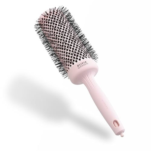 Olivia Garden Expert Blowout Speed – Pastellrosa - 55 - Keramisk rundborste med extra lång kropp för 25% snabbare föningar