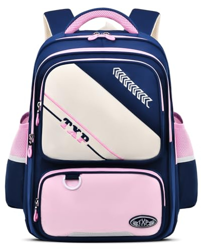 Amythe Schulrucksack Mädchen Ergonomisch 1-5. Klasse mit Brustgurt, 2025 Rucksack Schule Kinder 6-12 Jahre Schulranzen mit Reflektierend 19L-Rosa