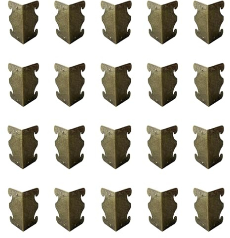 20 Pcs Baseboard Corner Protectors, Antique Bronze Furniture Corners, Vintage Decorative Metal Corner Covers for Bookshelves, Boxes, Cases, and Furniture Decoration