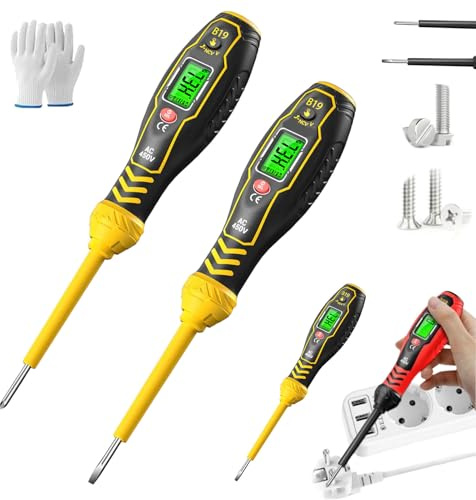 Intelligent Non-Contact Voltage Tester - Safe & Efficient Electrician's Tool, 2-In-1 High Torque Strong Magnetic Flathead Phillips Screwdriver, for AC/DC Circuit Detection (All, 2Pcs/Yellow)