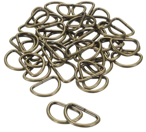 QUARKZMAN 100 Stück Metall D Ringe, 15 mm x 2 mm Edelstahl Gürtelschnallen, Halbringe Ring Clips Broschen, Schnallen für Rucksack, Taschen, Handtaschen, Bastelzubehör, Karabiner (Braun)