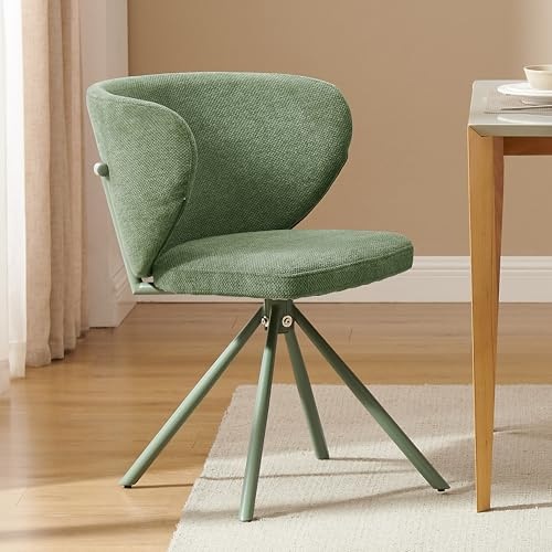 Zouron Chaise de Salle à Manger pivotante à 360° (Tissu Polyester), Chaise pivotante (Base métallique), Chaise de Cuisine (Dossier incurvé), capacité de Charge de 150KG,Vert