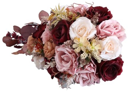 ZEPFJHE Brautstrauß, künstliche Blumen, kaskadierender Blumenstrauß, Antragsparty, Hochzeit, Wasserfall, elegantes Brautaccessoire