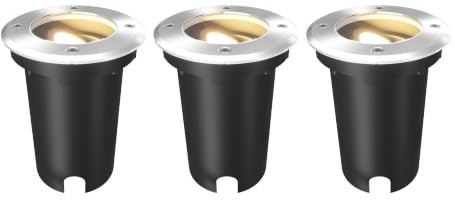 Ledvion 3er Set LED Bodenstrahler Außen IP67 10W 230V GU10 rund | mit 1m Kabel fuer Garten Terrasse Einfahrt und Wege