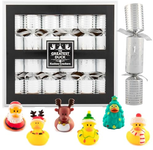 Kuckoo Crackers - The Greatest Duck Game Christmas Crackers (2nd Edition) – Fun Family Party Game with Festive Duck Toys | Hilarious Guessing Game for Kids & Adults | Pack of 6