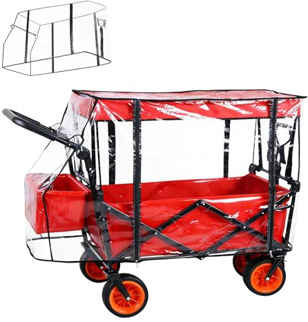 Regenschutz Für Bollerwagen, Transparenter Bollerwagen Regenschutz Universal, Wasserdichte Regenabdeckung Für Campingwagen, Faltbarer Regenschutz Mit Reißverschluss