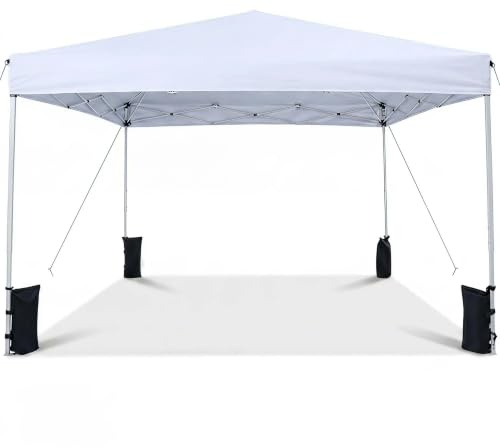 GOPLUS Carpa Plegable de Jardin, Cenador Pop-up Impermeable, Ajuste Altura, Ventilación,Acero y Tela Oxford, Sacos de Arena,Bolsa Portátil con Ruedas, Cenador para Eventos (Blanco, 290x290x248 cm)