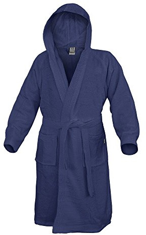 Accappatoio con Cappuccio in Spugna 100% Cotone Tinta Unita Uomo Donna Unisex Mastro Bianco (XXL, Azzurro)
