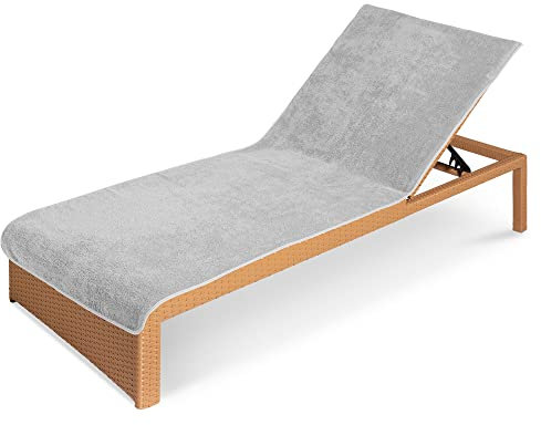 JEMIDI HOMELEVEL Housse Chaise Longue - Protection Chaise de Jardin 200 x 75 cm en Coton - Serviette Grande Taille pour Plage Piscine Bronzage