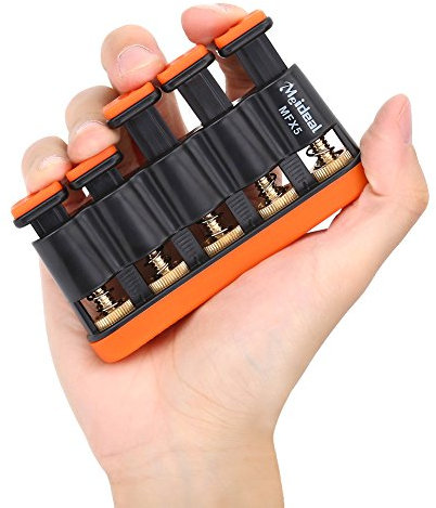 Einstellbarer Fingertrainer, Handtrainingsgerät für Gitarre, Trompete und Klavier(Orange)