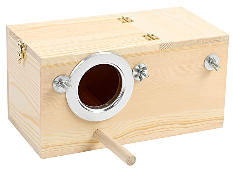 Pine Wood Parakeet Nest Box Bird House Budgie Breeding Mating Box for Lovebirds Cockatiel Parrotlets (L)