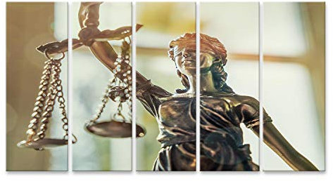 Bild Bilder auf Leinwand Die Statue der Gerechtigkeit - Lady Justice oder Iustitia/Justitia die römische Göttin der Gerechtigkeit Wandbild Poster Leinwandbild TLQ