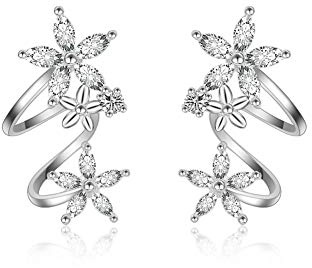 Orecchini a perno placcati in argento Sterling con zirconia cubica, ipoallergenici, per donne e ragazze