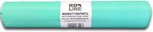 IMBALLAGGI 2000 - Sacchetti Spazzatura Organico 70x110 (110L), 10 Rotoli x 10 Sacchi Spazzatura Raccolta Differenziata Interno e Esterno, Tot 100 Sacchetti Umido Resistenti Biodegradabili Compostabili