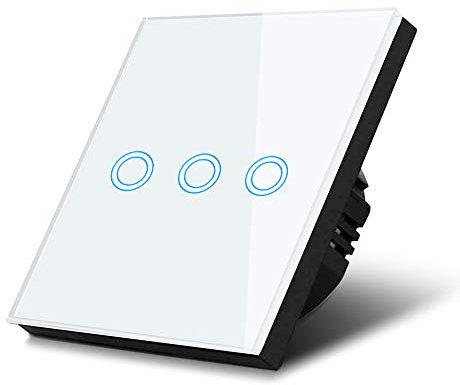 Maclean Energy Interruttore touch Adattatore LED Elegante e Moderno (Bianco, Triplo Rotondo)