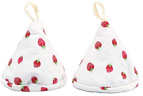 Shiwaki Un Paio di Guanti da Forno in Cotone Comodo Triangolo da 4,3 Pollici per Guanti con Coperchio pentola Guanti da Forno con Manico per pentola da Forno antiscottatura - Fragola