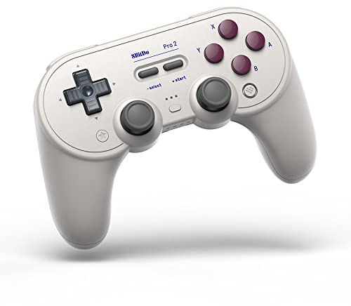 8Bitdo Pro 2 Bluetooth-Controller für Switch, PC, macOS, Android, Steam und Raspberry Pi (G Classic Edition), hellgrau