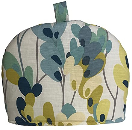 Mambo Twirl Lemon Zest Floral Blue Yellow Cream Tea Cosy
