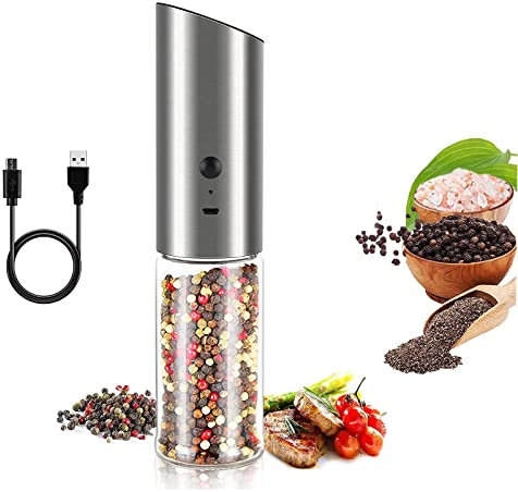 Macina sale e pepe elettrico, macina pepe elettrici,sale e pepe elettrico con luce LED, grinder professionale,macina semi,meccanismo in ceramica regolabile con granulosità grossa utilizzabile (1)