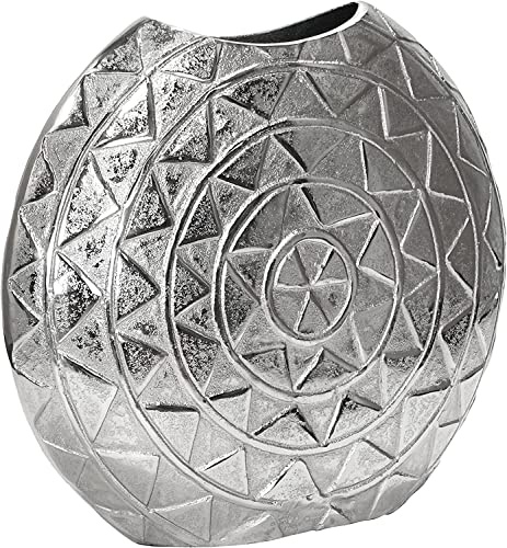 Vase Blumenvase für Kunstblumen, Gefäß Pokalvase Dekovase Pflanztopf Aluminium Silber, Deko Modern aus Metall, Wohnzimmer und Küche 43 cm oder 51 cm (43x10x38 cm)