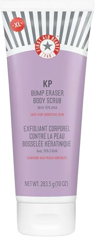 First Aid Beauty - KP Bump Eraser Body Scrub with 10% AHA, Keratosis Pilaris Skin Exfoliater with Glycolic and Lactic acids, Helps Reduce Chicken Skin Bumps, Safe for Sensitive Skin, 10 oz